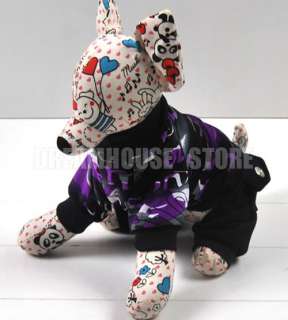 Purple Tatoo Print Dog Sport Jacket Jumpsuit Pants Chihuahua Size XS 