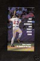 1991 Braves World Champs Pocket Schedule David Justice  