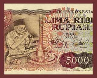 5000 RUPIAH Note INDONESIA 1980   DIAMOND Cutter   UNC  