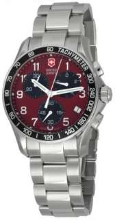 Victorinox Swiss Army Mens 241148 Chrono Classic Red Dial Date Watch 