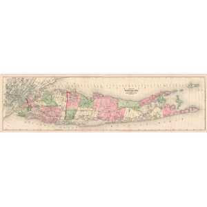   of an 1873 Antique Map of Long Island by Beers, Comstock, & Cline