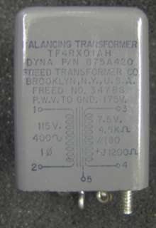 FREED 34788 BALANCING TRANSFORMER. 115V   7.5V  