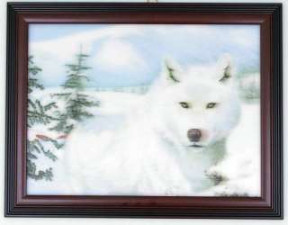 3D HOLOGRAM PICTURE POSTER WHITE WOLF ON SNOW 46cmX66cm  