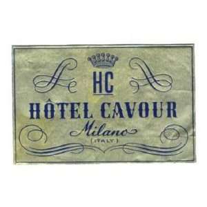  Hotel Cavour Luggage Label Milan Italy Gold Foil 