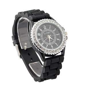 Classic Crystal Silicone Watch (Black) 