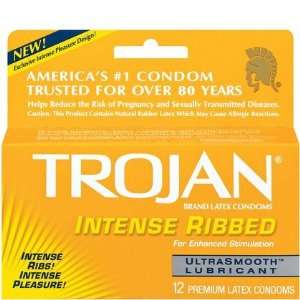  Trojan Intense Ribbed Ultrasmooth Lubricant Premium Latex 