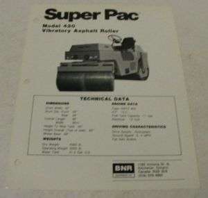 Super Pac Model 420 Vibratory Asphalt Roller Ad Sheet  