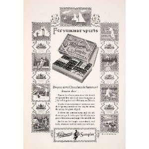 1929 Ad Whitmans Sampler Chocolates Candy Summer Sports Cross Stitch 