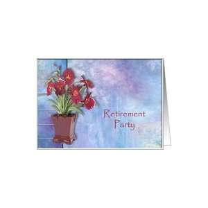  Retirement Party Invitation with Watercolor, Orchids and Vase 