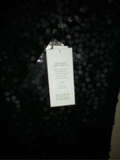 Eileen Fisher Black Merino Sequin Scoopneck Tunic Top S $218 NWT 