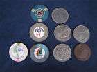 Lot 9 Vintage Casino Chips Metal Plastic MGM Hilton +