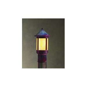   Light Outdoor Post Lamp in Mission Brown with Off White glass