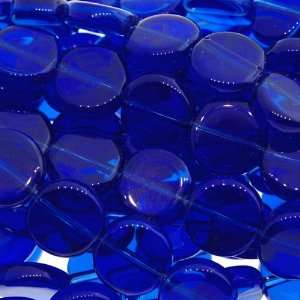 Blue Glass Beads  Disc plain   10mm Diameter, Sold By 8 Inch Strand 