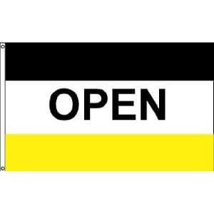  Open Flag Black,White,Yellow 3x5 