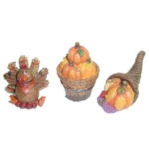   Figurines   Cornucopia, Turkey and Pumpkin Basket