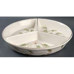  Noritake Holly And Berry Gold 3 Part Round Divided Server 