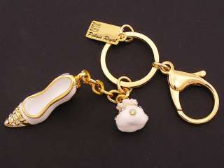 Key Chain Miniature SHOE Bag Enamel Swarovski Crystal Juju Palais 