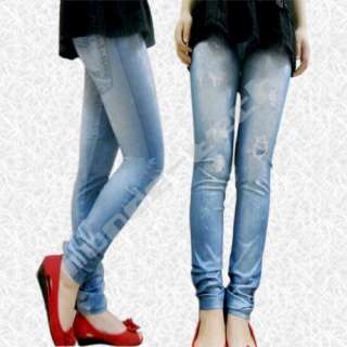 Blue Distressed Denim Skinny Jeans Leggings Jeggings  