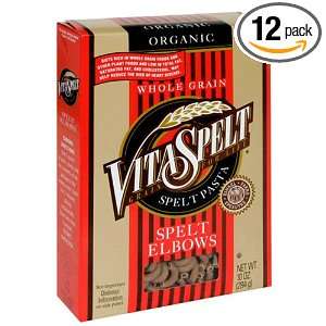 VitaSpelt Organic Elbows Whole Grain Spelt Pasta, 10 Ounce Boxes (Pack 