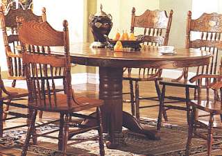 6Ft Solid Oak Oval 48” Round Pedestal Dining Table  