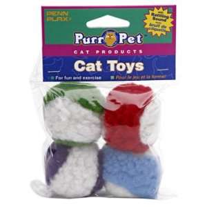  4 Pack Purr Pet Mini Plush Tennis Balls Cat Toy