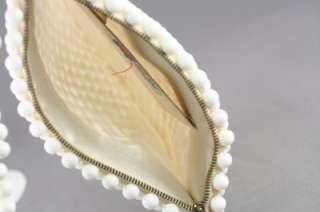 Vintage Ladies Purse Lady Ellen White Plastic Bead MOD  
