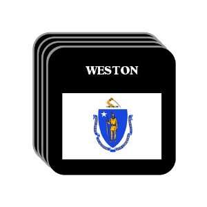  US State Flag   WESTON, Massachusetts (MA) Set of 4 Mini 