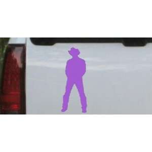Cowboy Western Car Window Wall Laptop Decal Sticker    Purple 12in X 4 