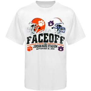  Clemson Tigers vs. Auburn Tigers White Face Off T shirt 