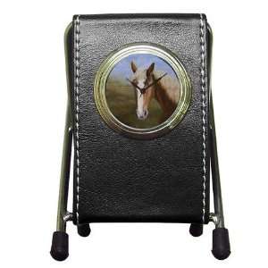   Violano Pen Holder Desk Clock Western Draft Horse: Office Products
