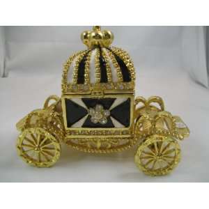  Black Crown Carriage Car Small Bejeweled Collectible 