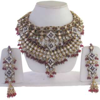 FASCINATING INDIAN HANDMADE RUBY BEADS DIAMOND NECKLACE  