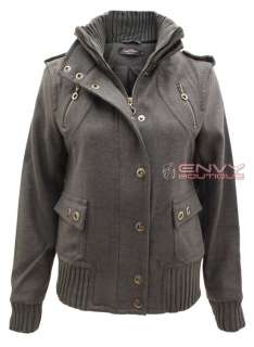 NEW LADIES HIGH NECK ZIP BUTTON MILITARY JACKET WOMENS COAT TOP SIZE 8 