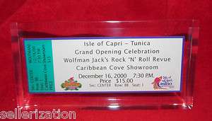   Casino Tunica Ms Opening Wolfman Jack Ticket in Crystal Lucite  
