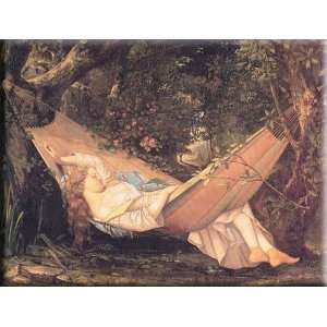   Hammock 16x12 Streched Canvas Art by Courbet, Gustave