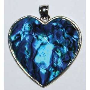  Abalone Shell Pendant Blue Heart