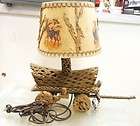 Vintage Real Cactus Lamp Hand Made Wagon w/ Decorative Shade 1960s WOW 
