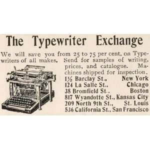  1904 Original Print Ad Typewriter Exchange Remington 