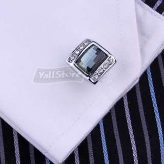 New Classic Crystal Series Square Cufflinks Men`s Wedding Party Gift 