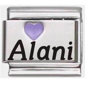  Alani Purple Heart Laser Name Italian Charm Link Jewelry