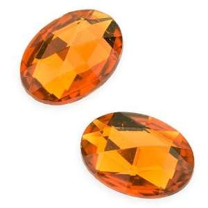  Vintage German Glass Faceted Cabochons Beads Topaz 18mm X 