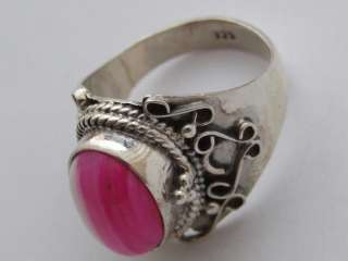 WOMENS STERLING 925 SILVER PINK BANDED AGATE RING ~UK SIZE S/US 9 1/8 