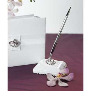  Classic Double Heart Satin Wrapped Pen Set Office 