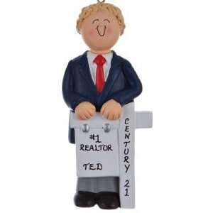  Personalized Real Estate   Male Christmas Ornament: Home 
