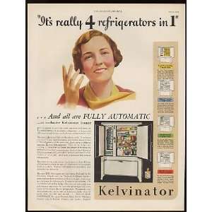  1933 Kelvinator 4 Refrigerators In 1 Print Ad (7809)