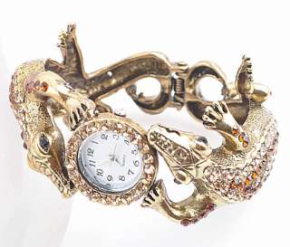   Rhinestone Crystal Crocodile Bracelet Bracelet Watch gold plated A16