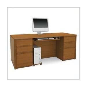   Double Pedestal Wood Computer Desk in Cognac Cherry: Office Products