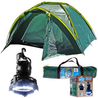 Happy Camper™ Three Person Tent Plus 2 in 1 Light and Fan   Camping 