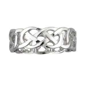 Sterling Silver All Round Celtic Knot Wedding Band   Size 4   Made in 