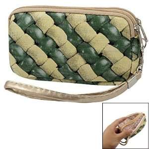  Gino Yellow Green Weave Pattern Faux Leather Zip Phone 